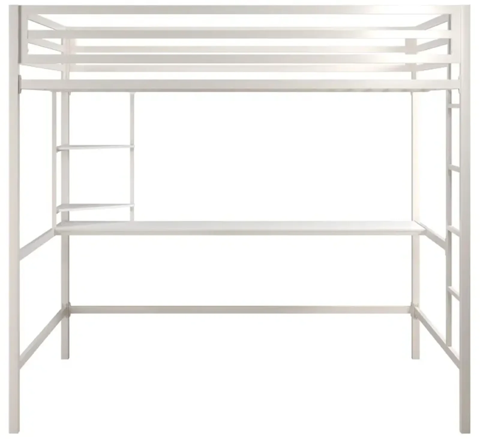 Novogratz Maxwell Metal Loft Bed with Desk & Shelves