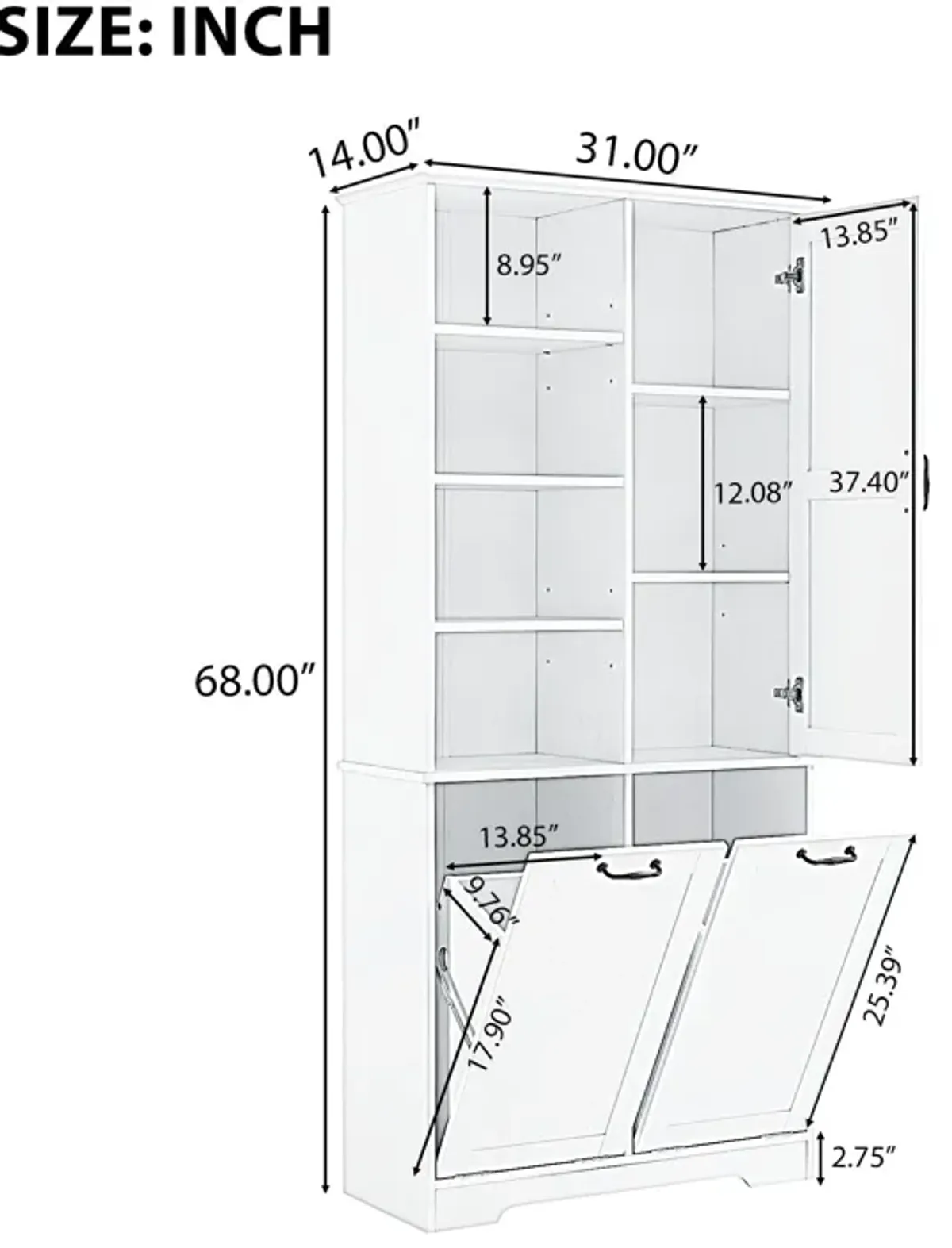 Merax Bathroom Storage Cabinet with Tilt-Out Laundry Hamper