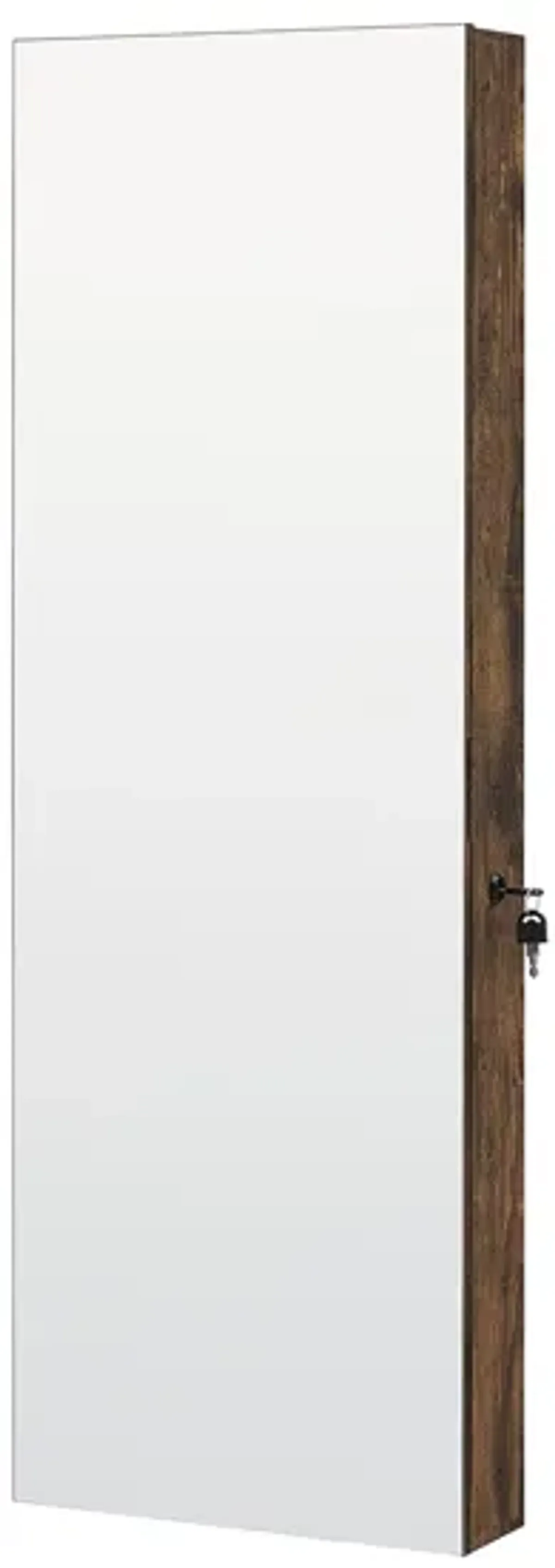 Lockable Wall-Mounted Jewelry Cabinet with Full-Length Frameless Mirror