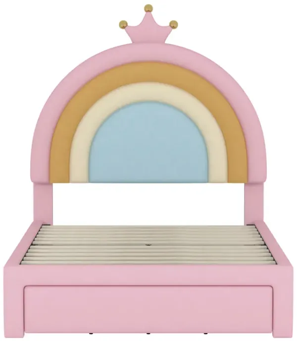 Merax Velvet Princess Platform Bed with Storage Drawer