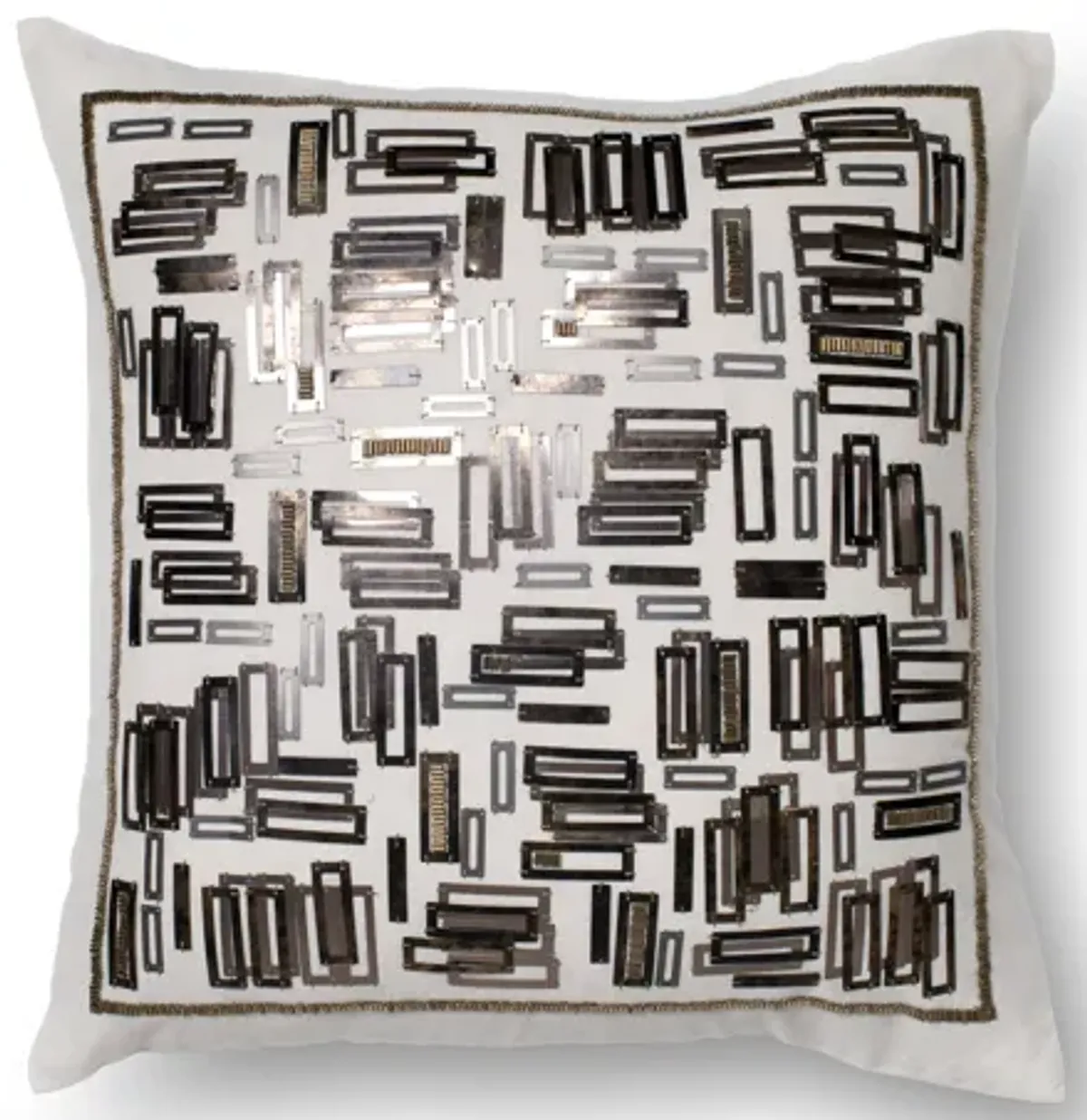 P0196 White/Gold 18"x18" Poly Pillow