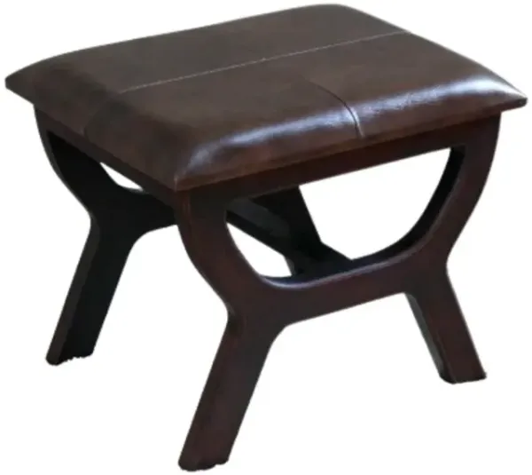 Faux Leather Rectangular Wood Stool