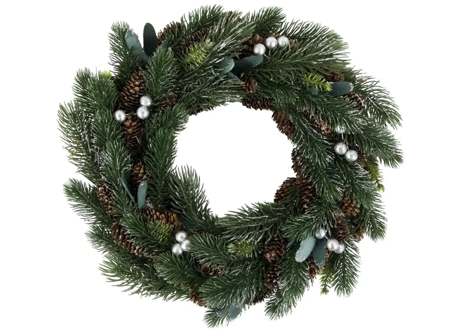 Green Pine  Pinecone with Berries Artificial Christmas Wreath  14"  Unlit