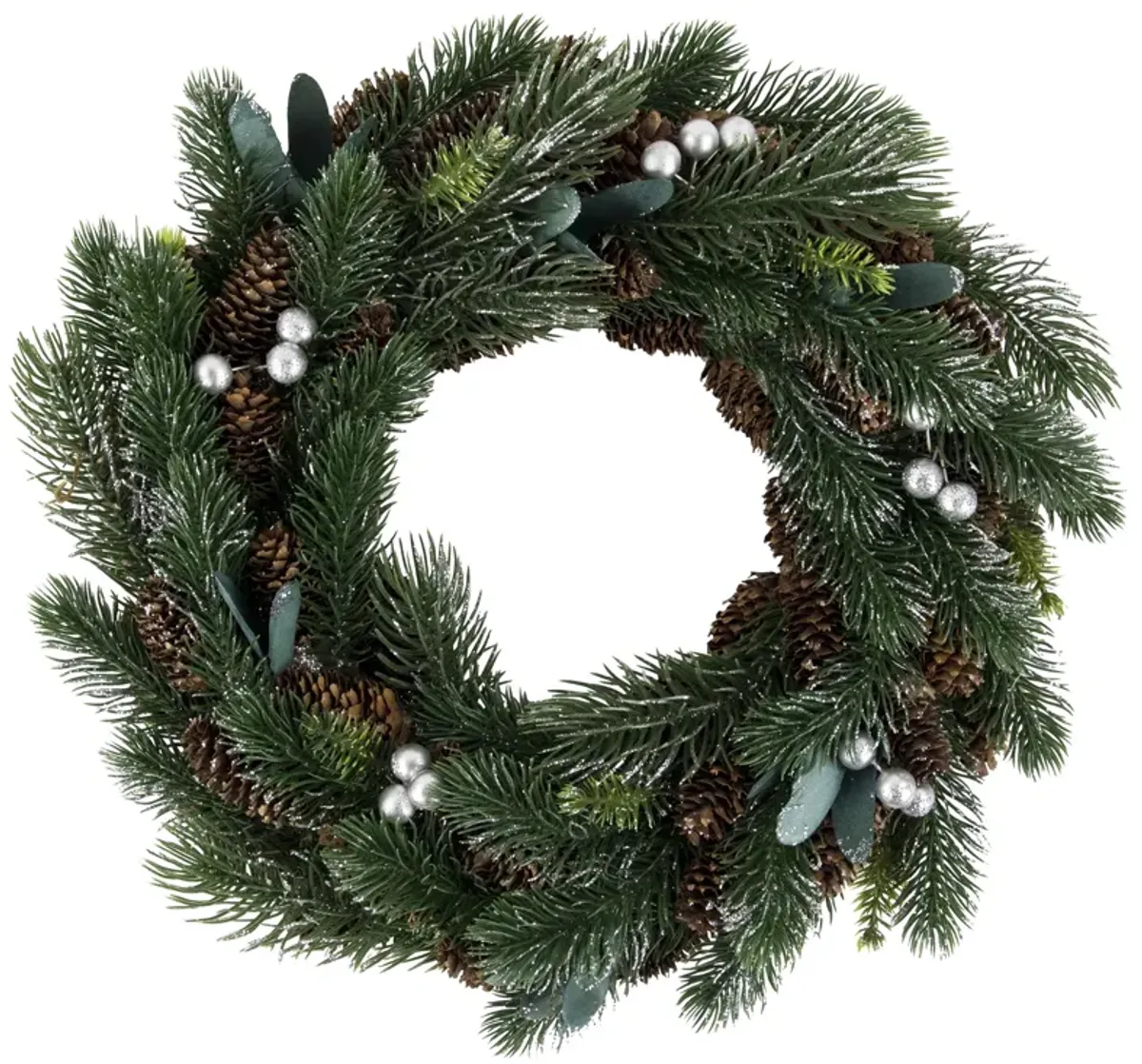 Green Pine  Pinecone with Berries Artificial Christmas Wreath  14"  Unlit