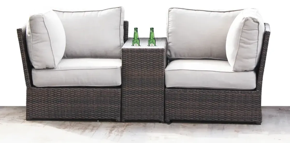 Living Source International Rattan Wicker Fully Assembled 2 - Person Seating Group with Cushions (Espresso)