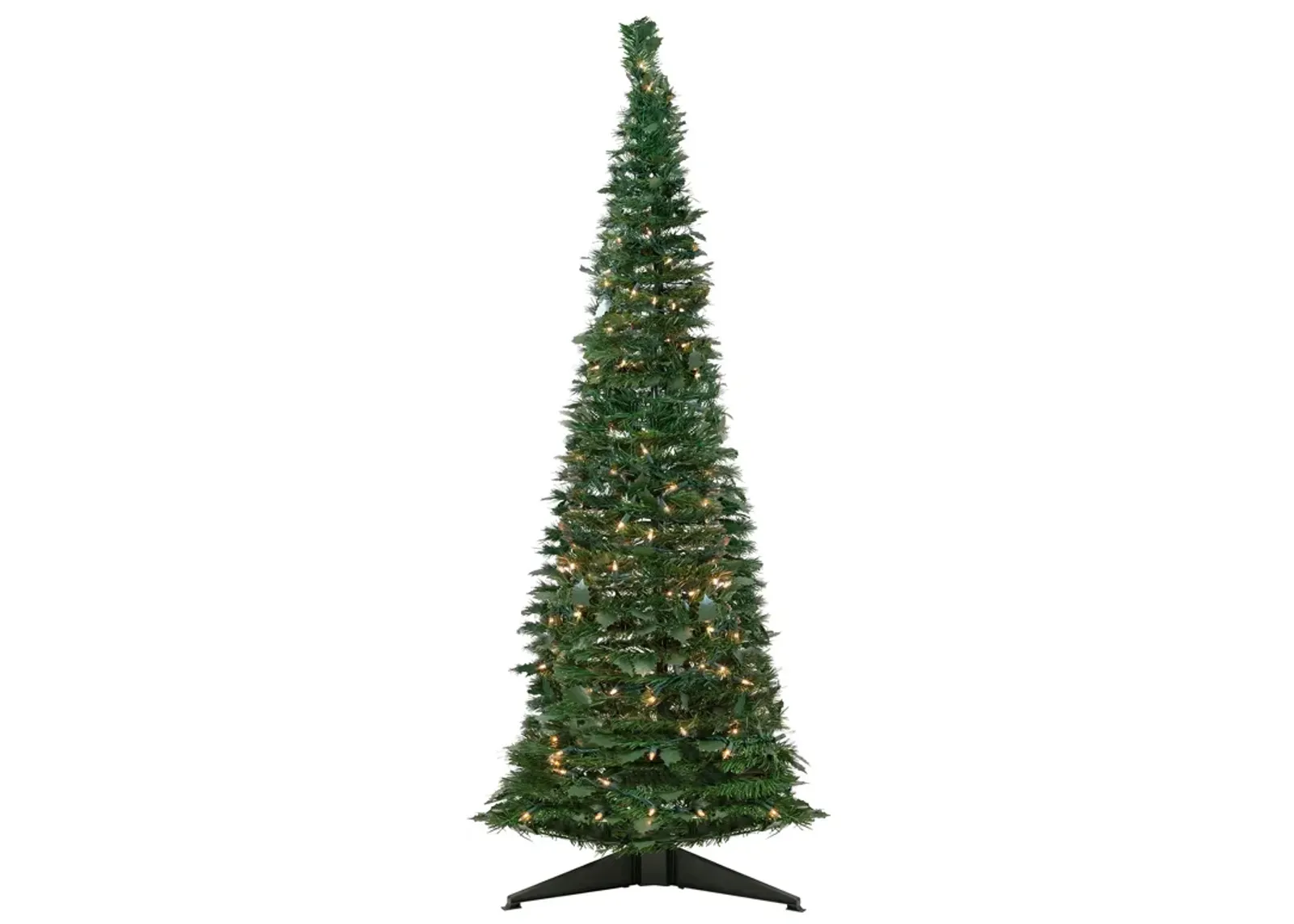 6' Pre-Lit Green Holly Leaf Pop-Up Artificial Christmas Tree - Clear Lights