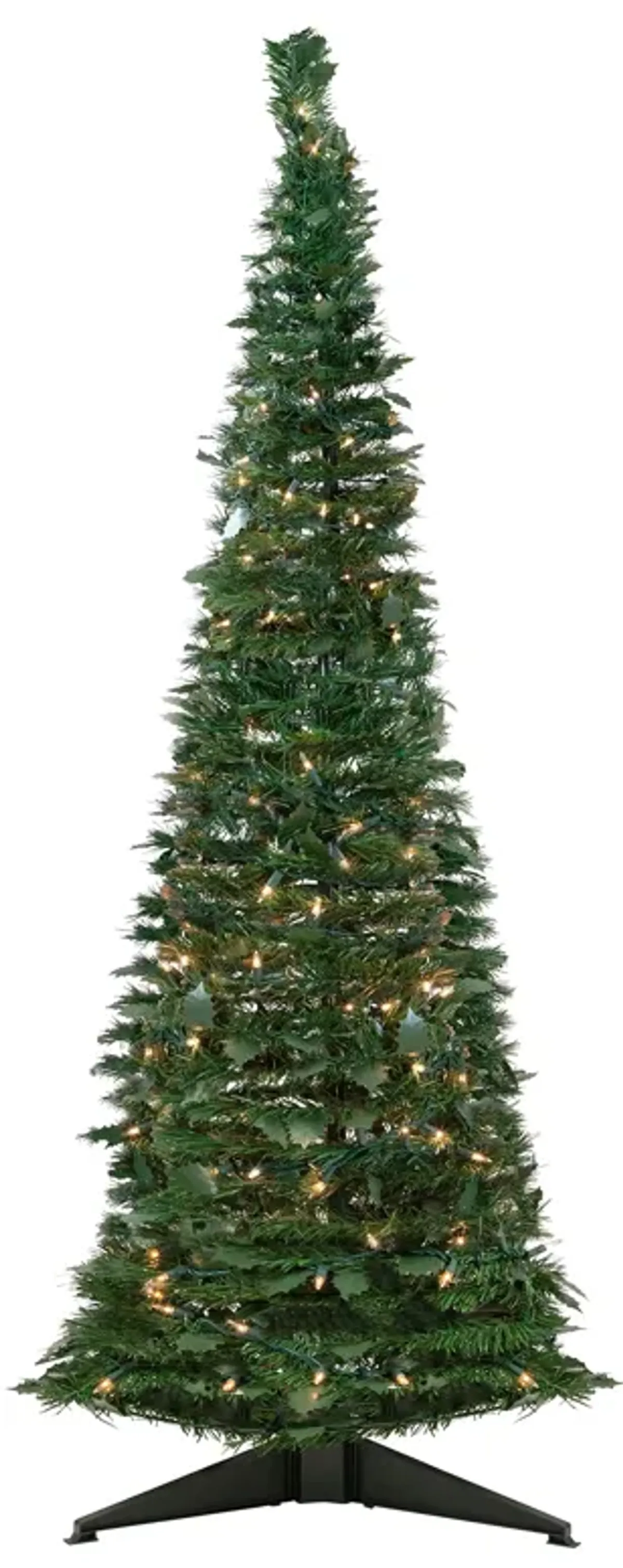 6' Pre-Lit Green Holly Leaf Pop-Up Artificial Christmas Tree - Clear Lights