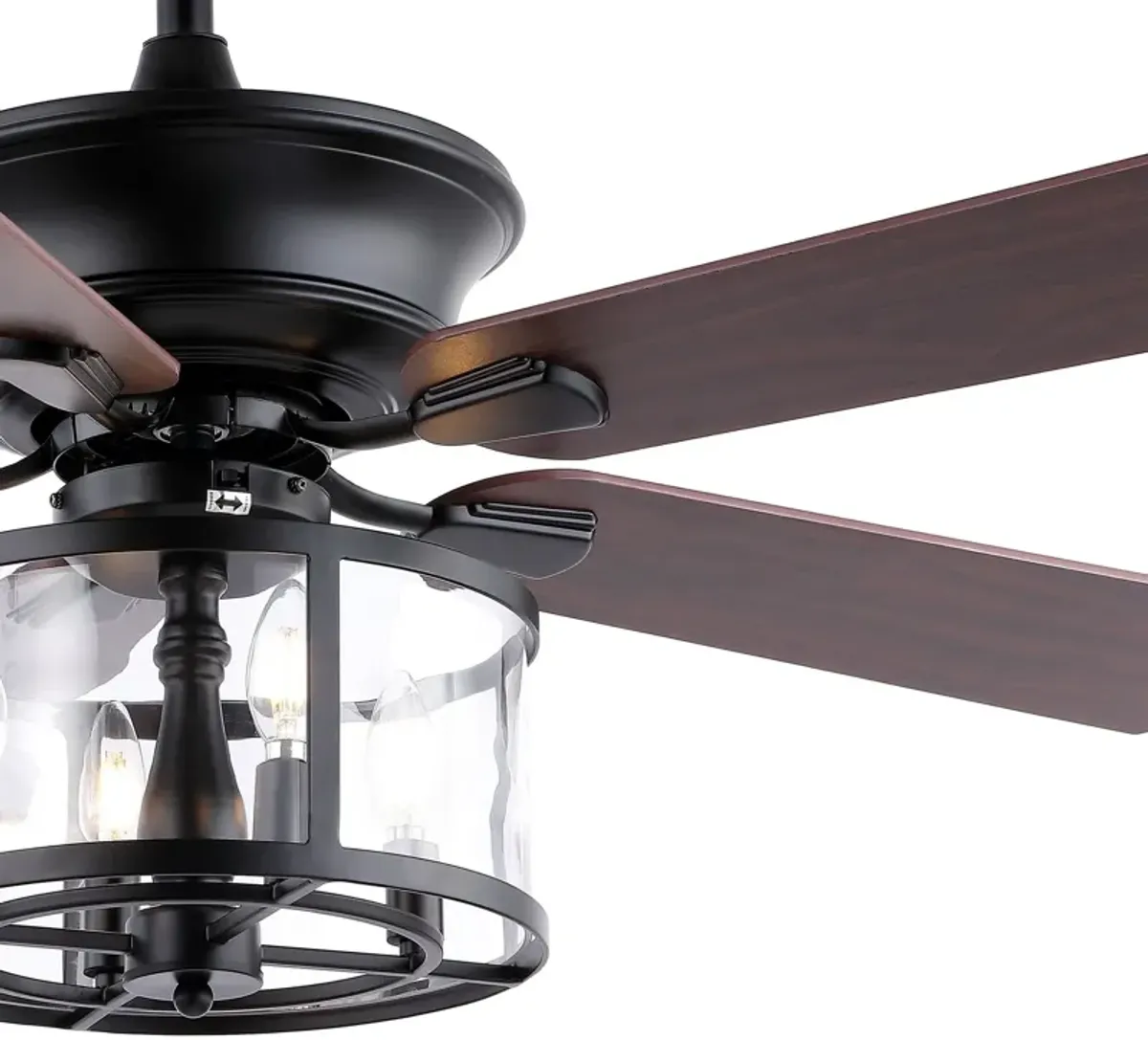 Braxton 4-Light Farmhouse Industrial Iron Drum Shade LED Ceiling Fan With Remote