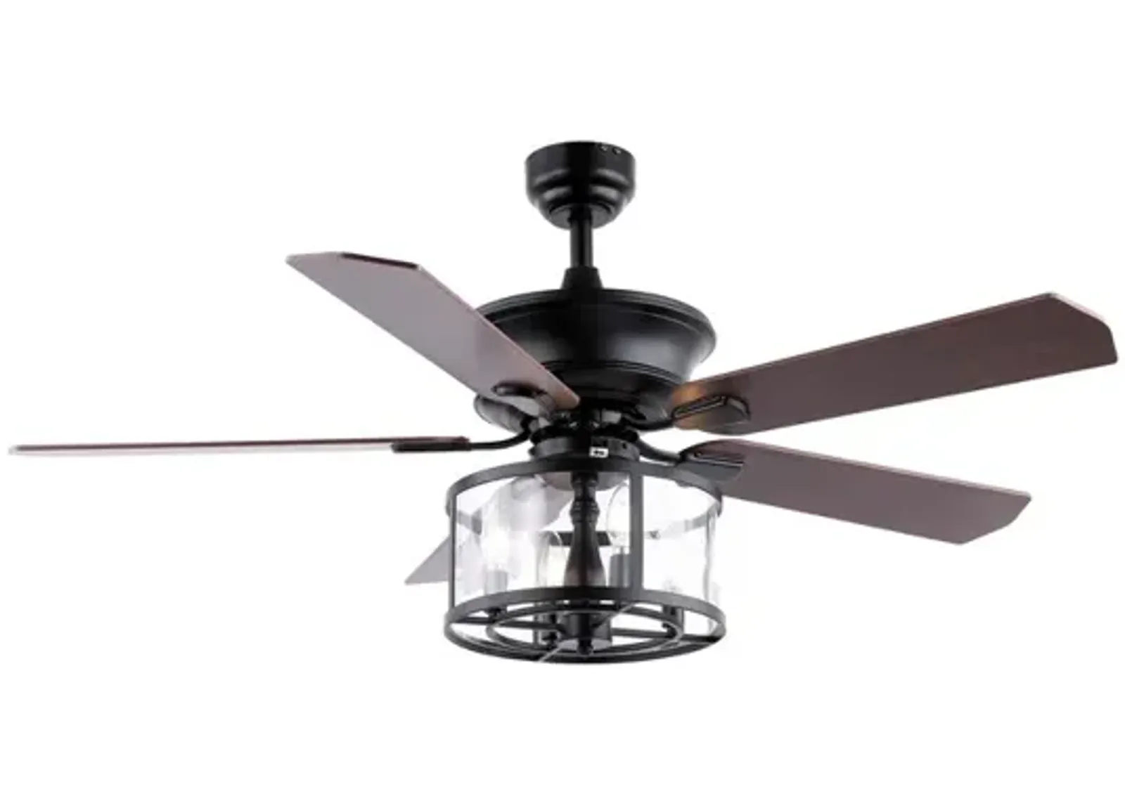 Braxton 4-Light Farmhouse Industrial Iron Drum Shade LED Ceiling Fan With Remote