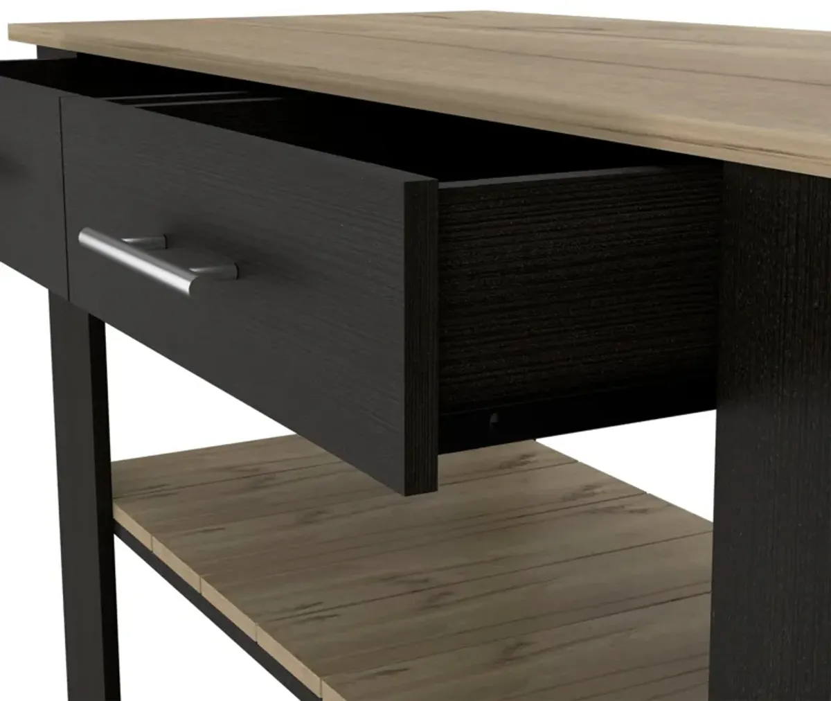 Kitchen Island 46 Inches Dozza, Kitchen, Black / Light Oak