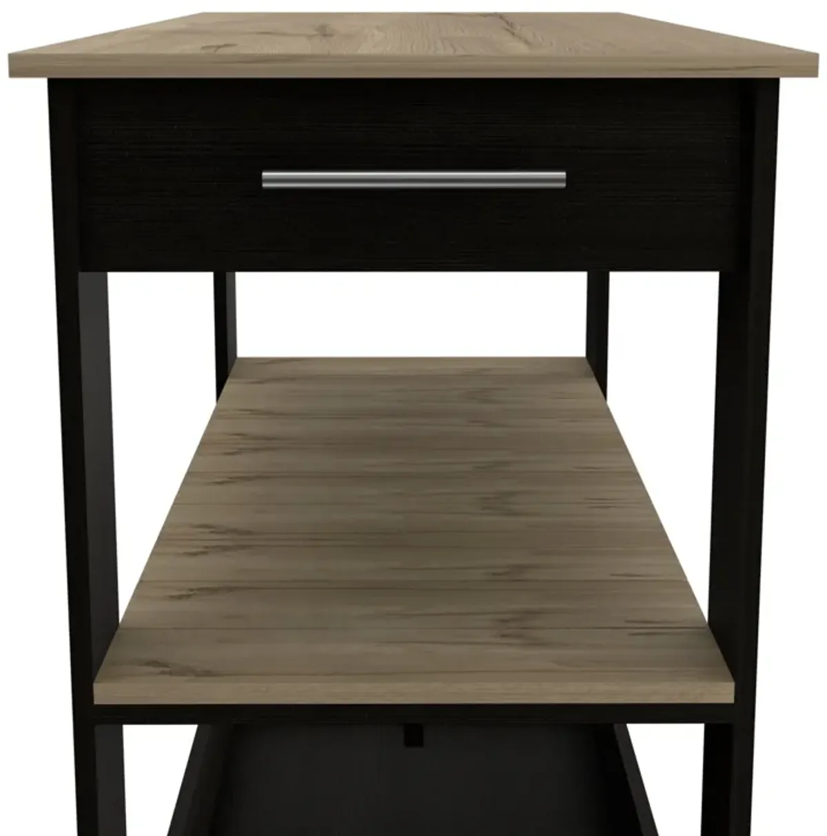 Kitchen Island 46 Inches Dozza, Kitchen, Black / Light Oak