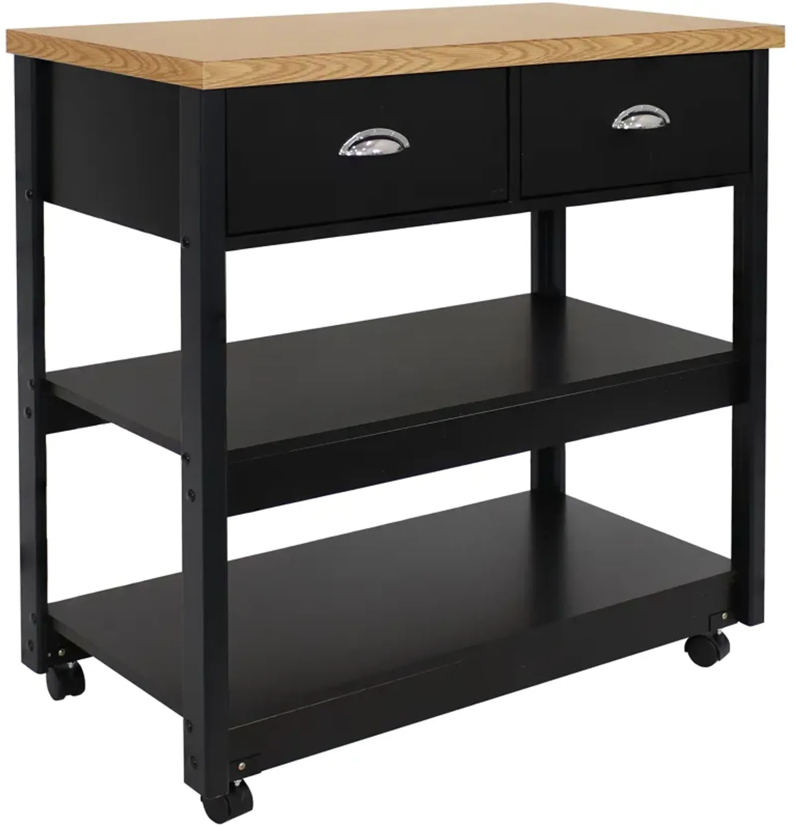 Sunnydaze Farmhouse Kitchen Cart with Drawers and Shelves - Black - 34.25in