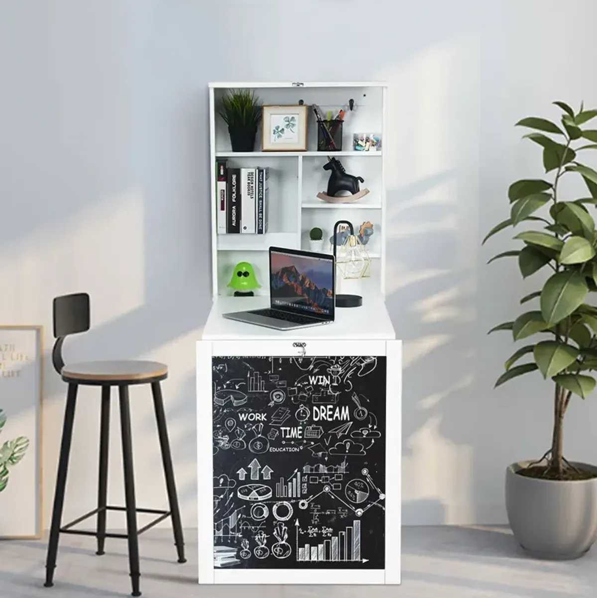 Convertible Wall Mounted Table with A Chalkboard