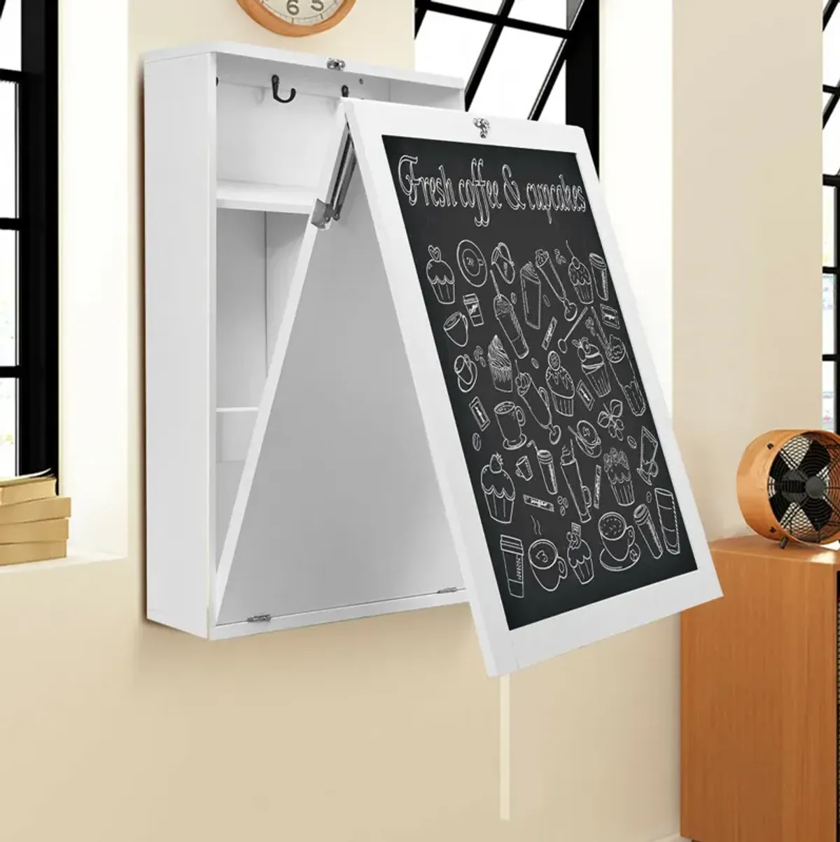 Convertible Wall Mounted Table with A Chalkboard