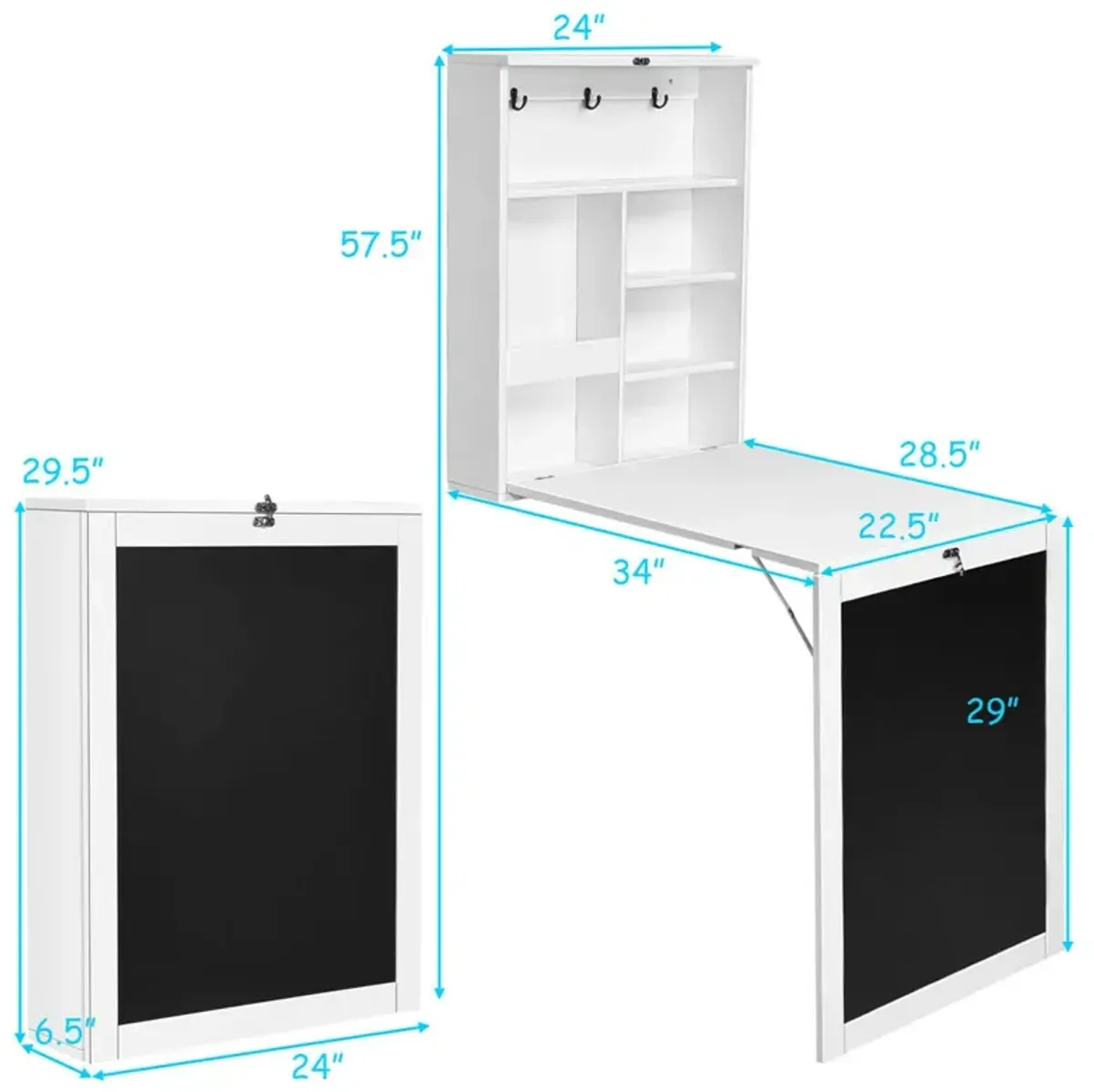 Convertible Wall Mounted Table with A Chalkboard