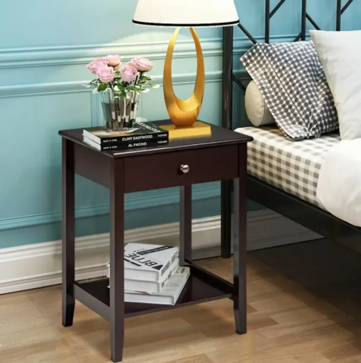 Wooden Nightstand  End Table Storage Display