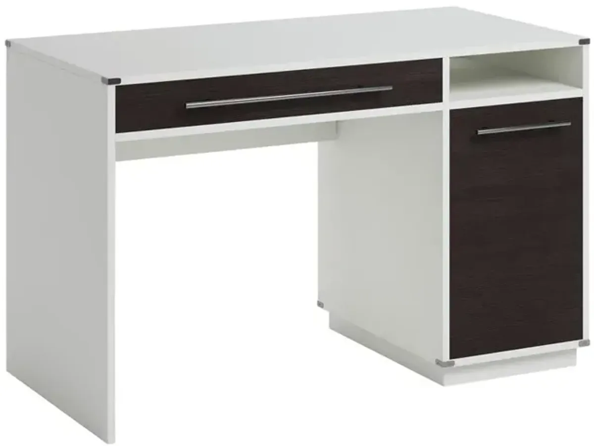 Sauder Vista Key Single Ped Desk Pearl Wh/Miste