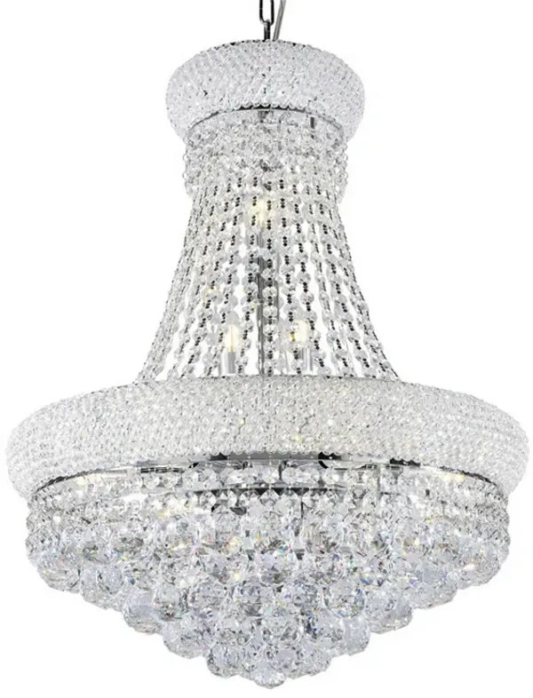 Crystal Ceiling Lamp with Chandelier Design Body, Clear-Benzara