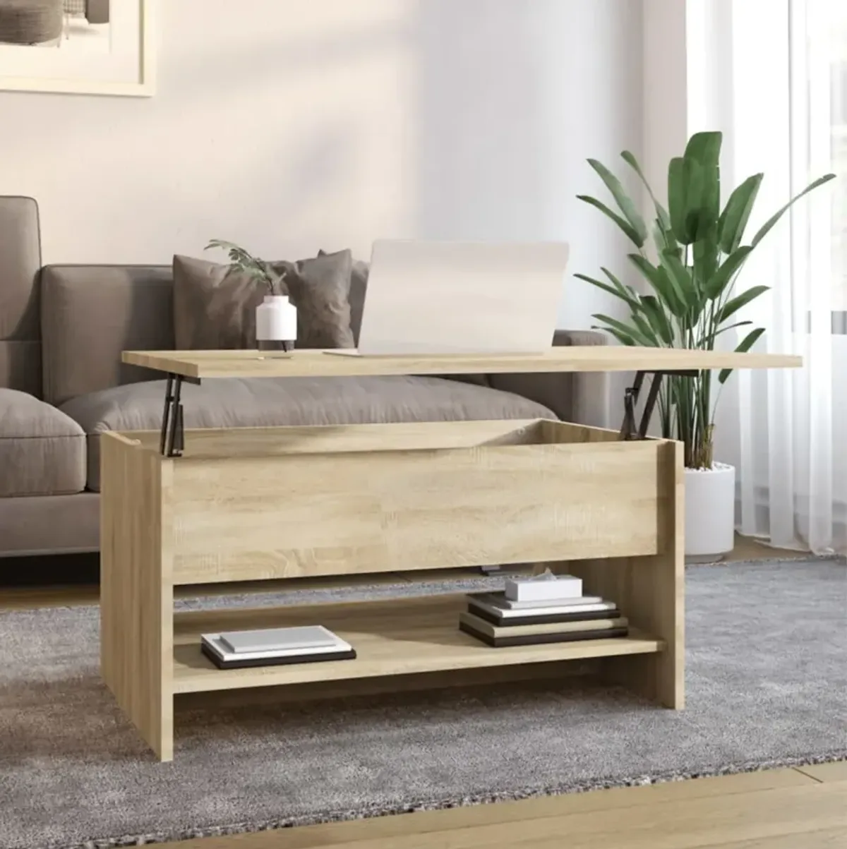 vidaXL Coffee Table Sonoma Oak 31.5"x19.7"x15.7" Engineered Wood