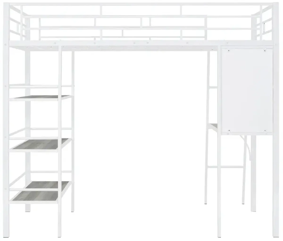 Twin Loft Bed with Shelves, Desk & Whiteboard