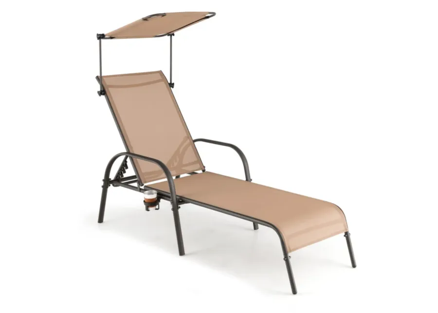 Hivvago Patio Heavy-Duty 5-Level Adjustable Chaise Lounge Chair-Brown