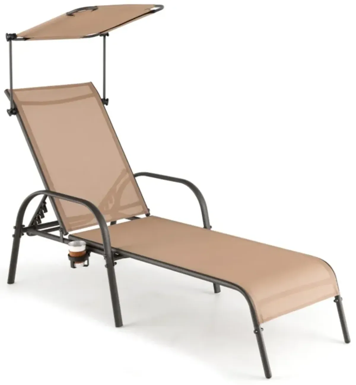 Hivvago Patio Heavy-Duty 5-Level Adjustable Chaise Lounge Chair-Brown