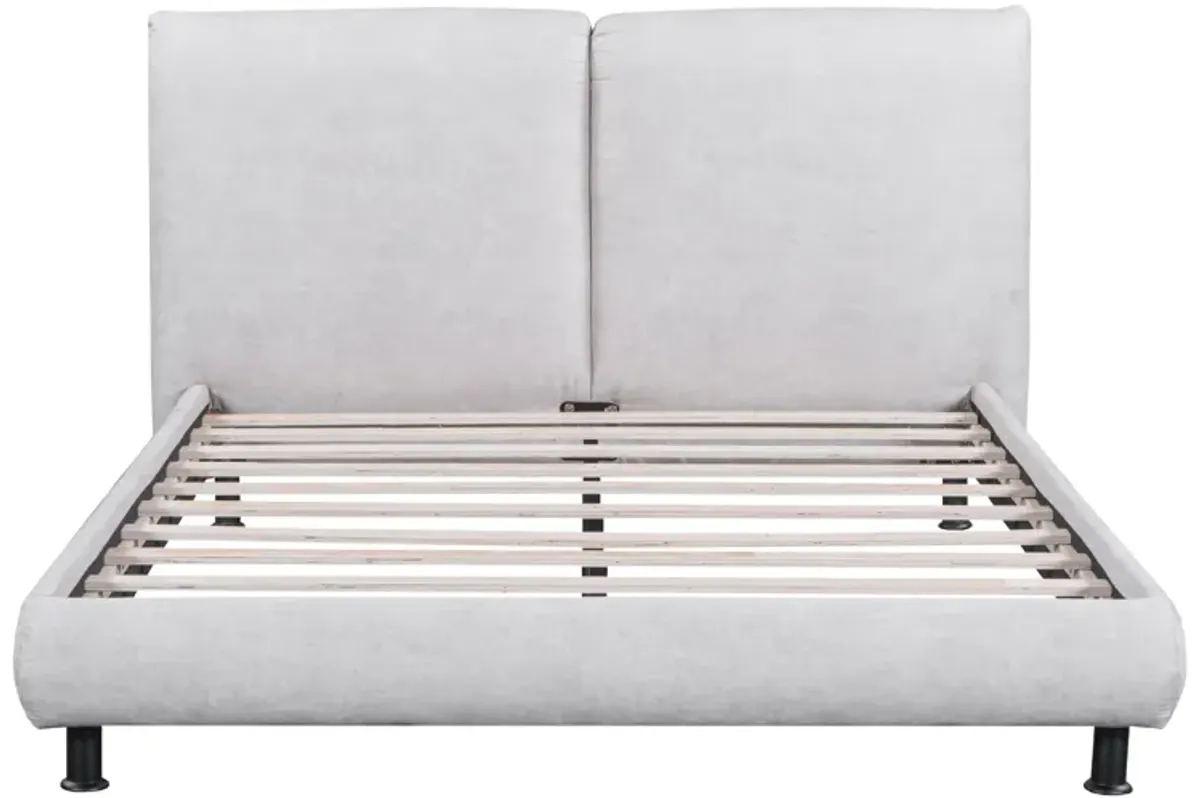 Merax Upholstered Platform Bed with Two Large Headrests