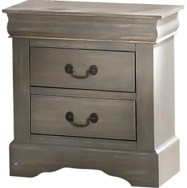 Hivvago 16" Gray Wash Two Drawer Nightstand With Solid Wood Top