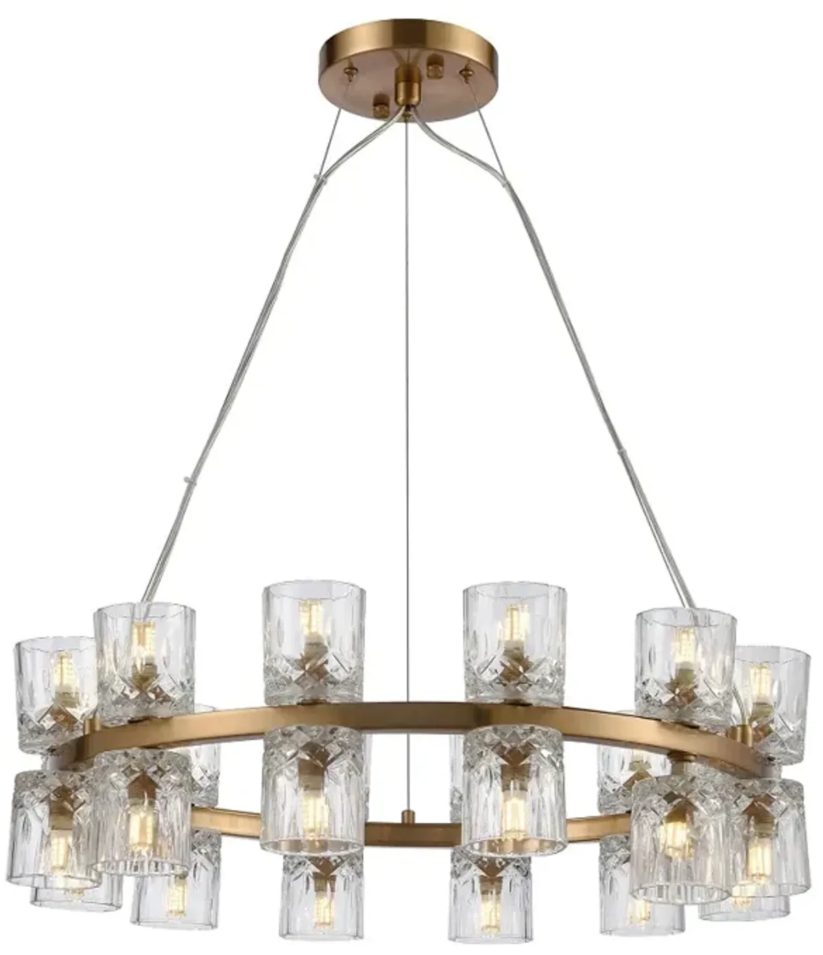 7.50� Clear and Satin Brass Double Vision 24-Light Chandelier