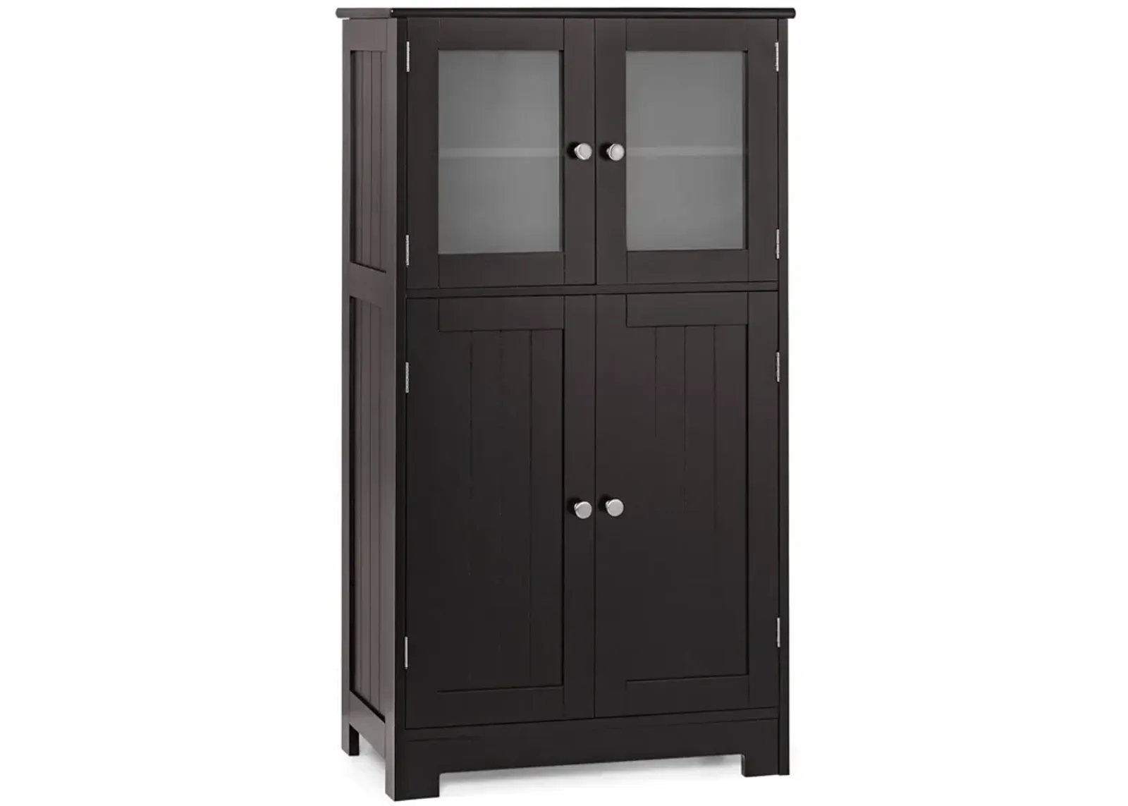 Bathroom Floor Storage Locker Kitchen Cabinet with Doors and Adjustable Shelf