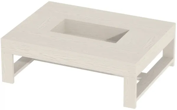 FUFU&GAGA Modern White Wood Coffee Table – Solid Wood, Spacious Tabletop with Built-in Storage, Sturdy Frame (47.2" W x 35.4" D x 15.8" H), White