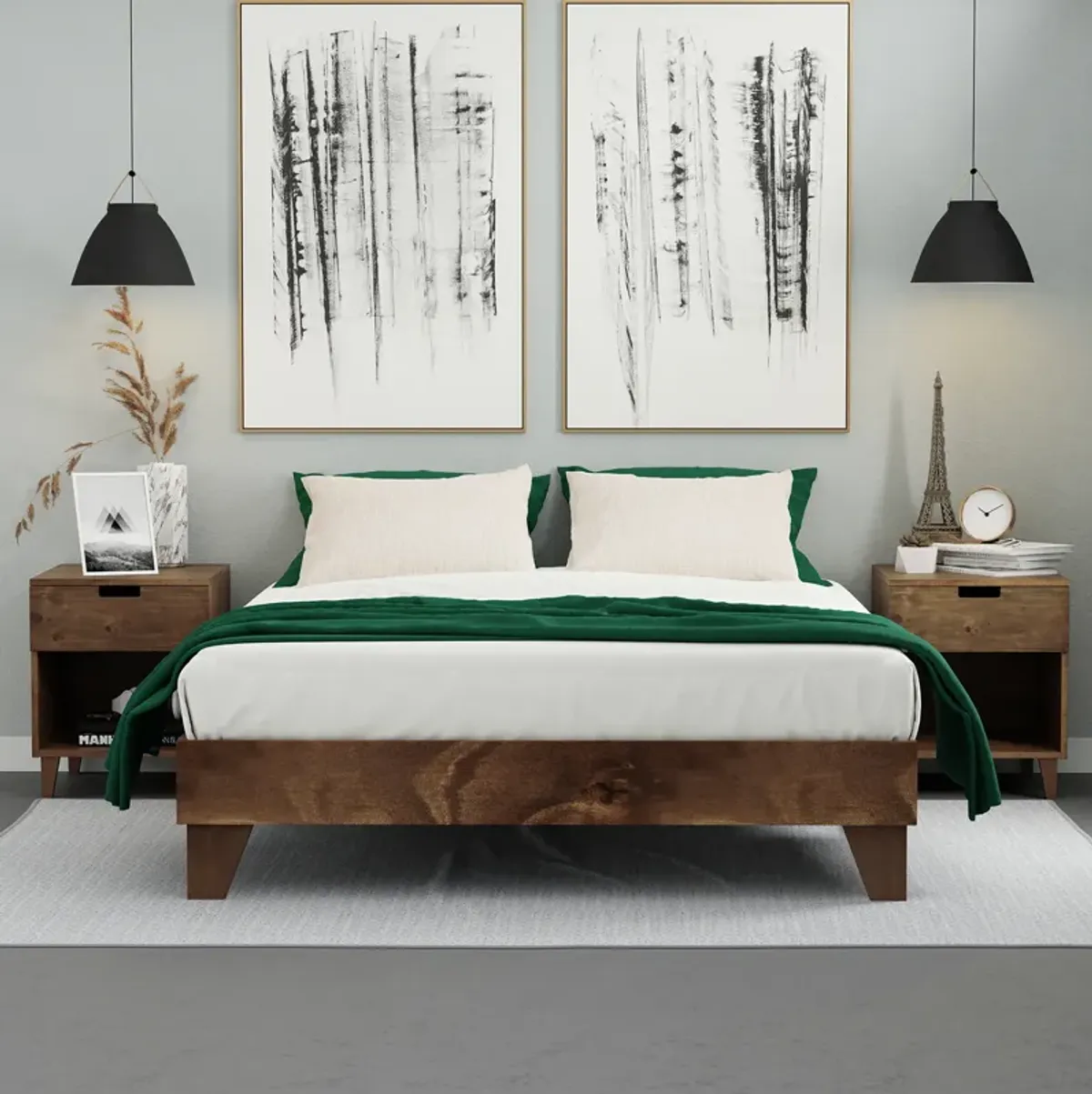 eLuxury Wooden Platform Bed Frame