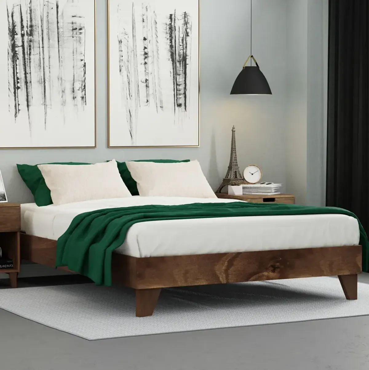 eLuxury Wooden Platform Bed Frame