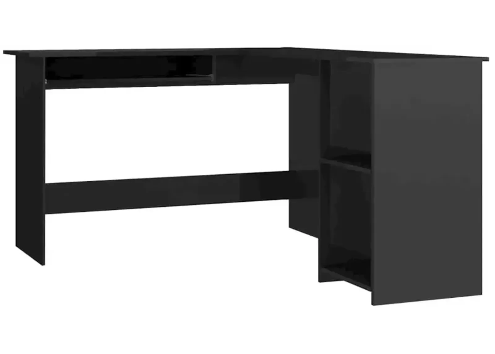 L-Shaped Corner Desk High Gloss Black 47.2" x 55.1" x 29.5" Engineered Wood