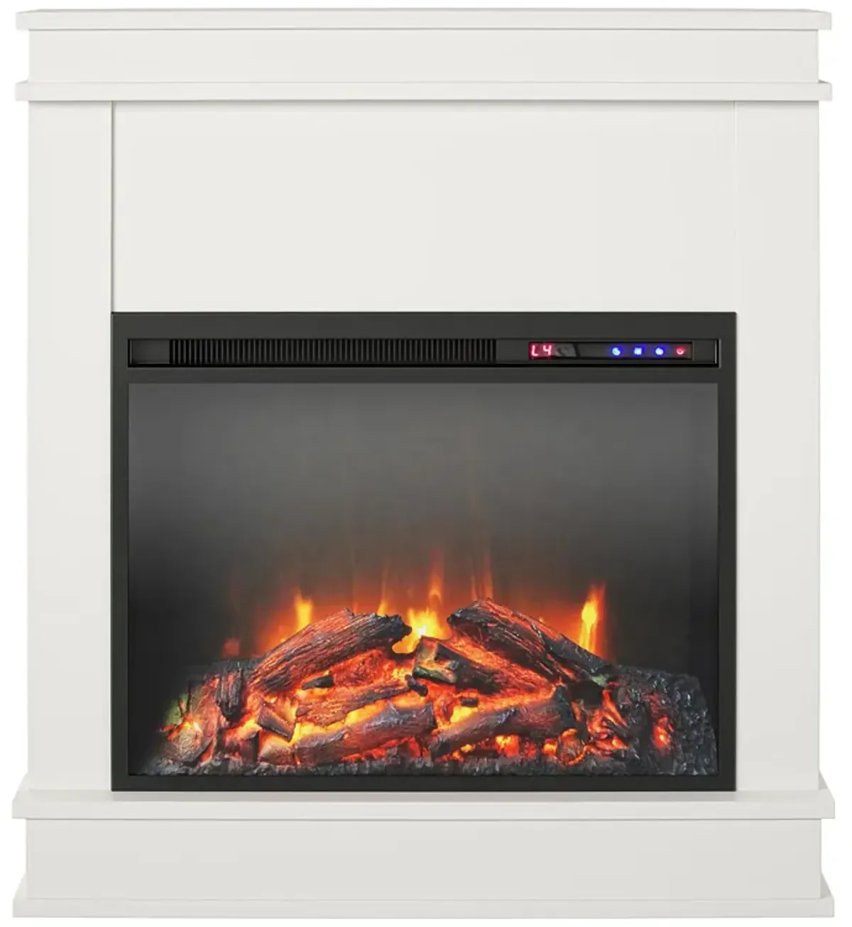 Ameriwood Home Mateo Electric Fireplace Space Heater with Mantel and Touchscreen Display