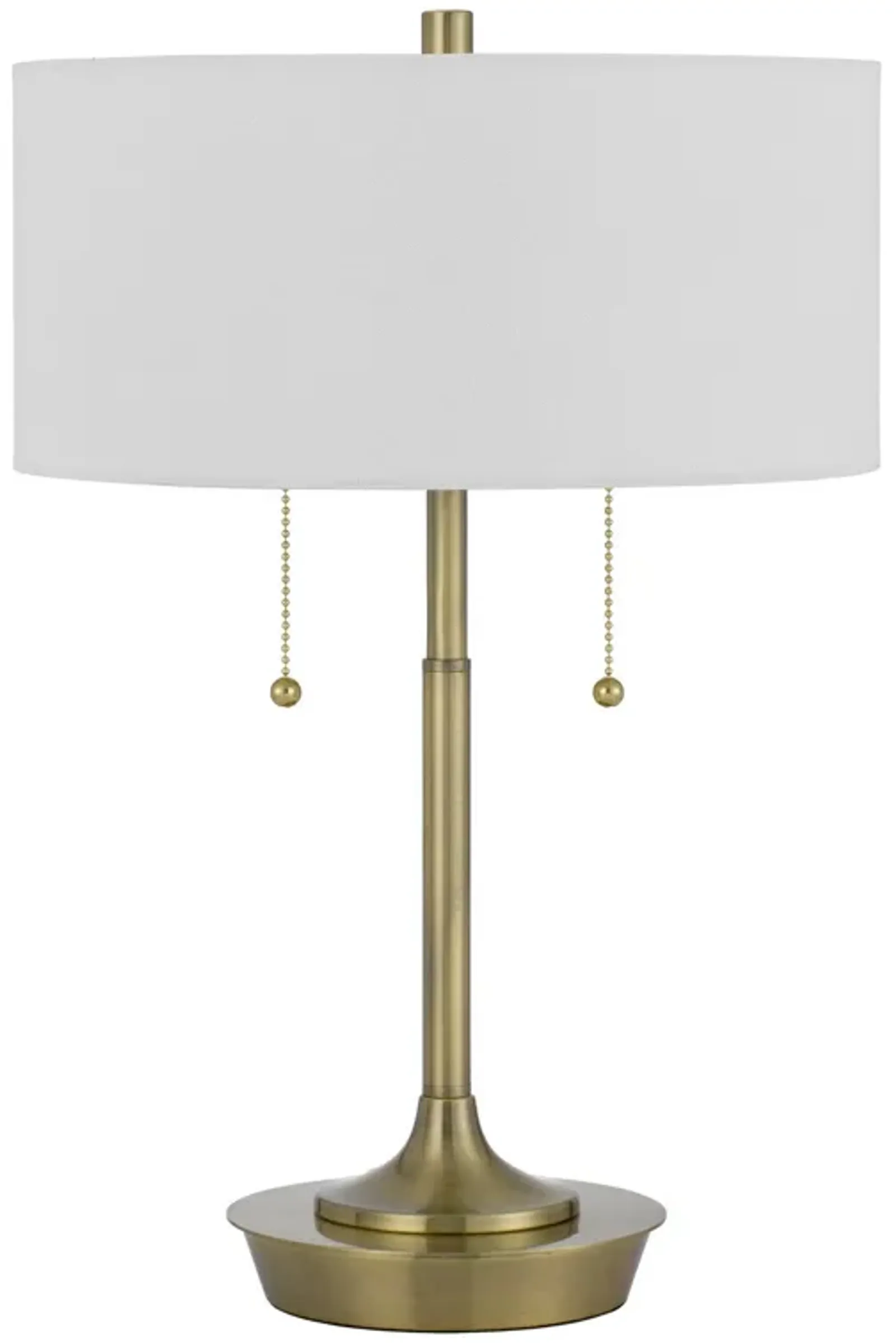 20 Inch Metal Table Lamp with Pull Chain Switch, Brass-Benzara