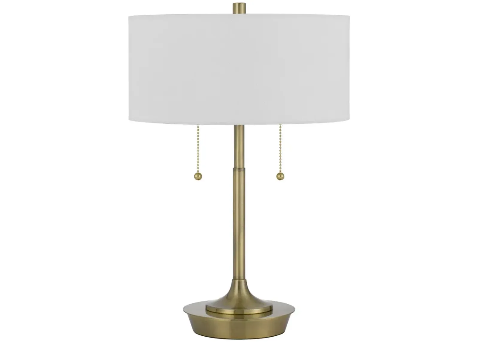 20 Inch Metal Table Lamp with Pull Chain Switch, Brass-Benzara