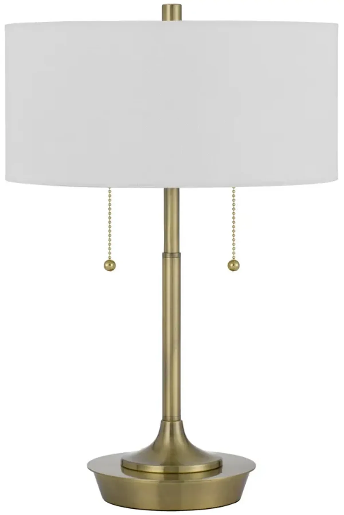 20 Inch Metal Table Lamp with Pull Chain Switch, Brass-Benzara