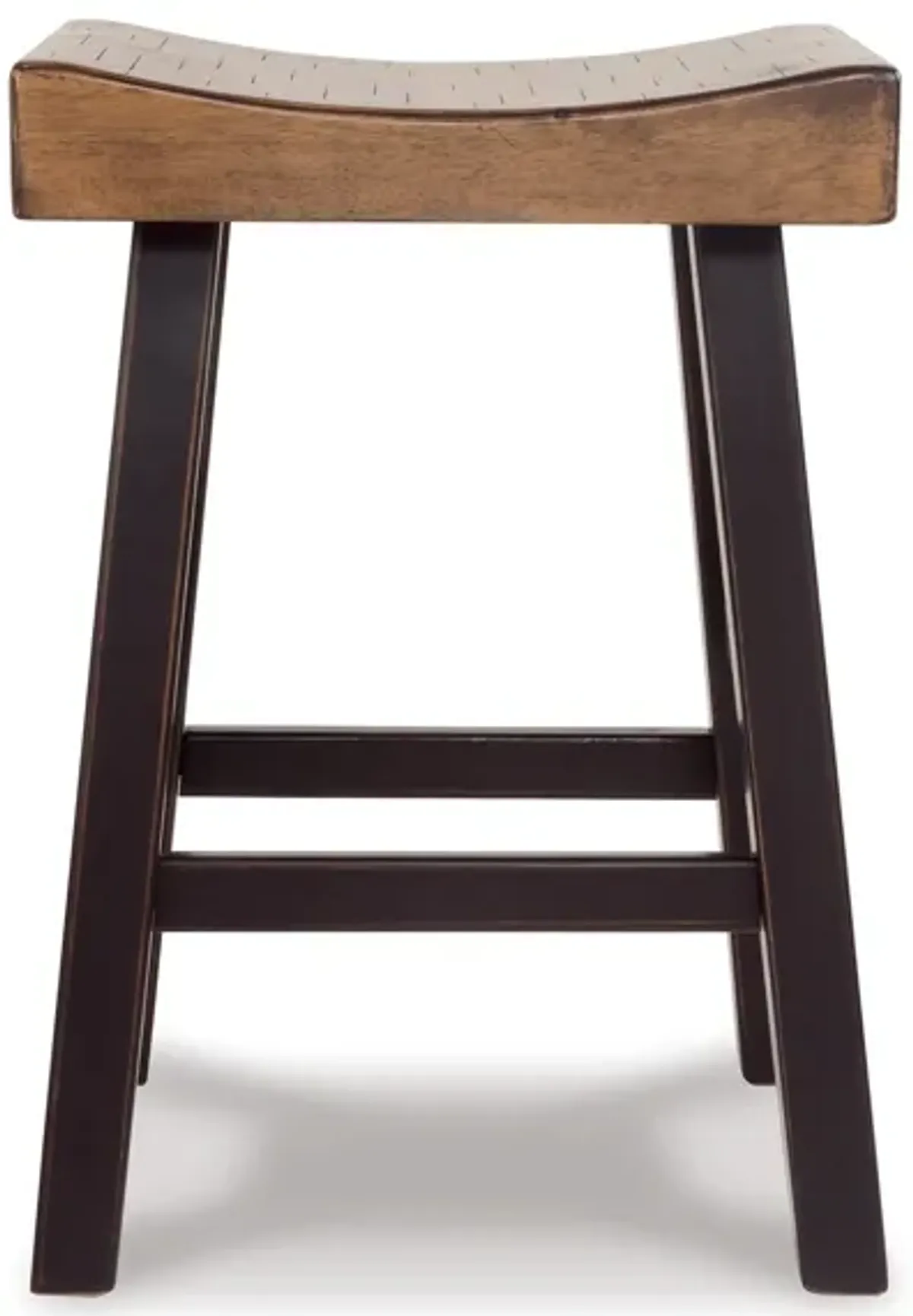Osco Counter Height Stool Set of 2, Black Brown Solid Wood Saddle Seat - Benzara