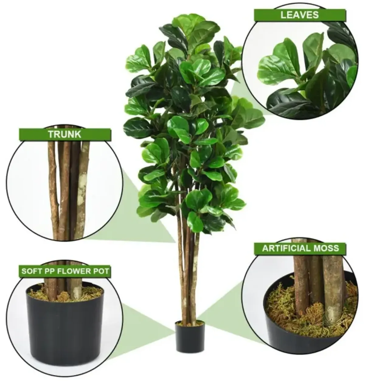 Hivvago 6-Feet Artificial Indoor-Outdoor Home Decorative Planter