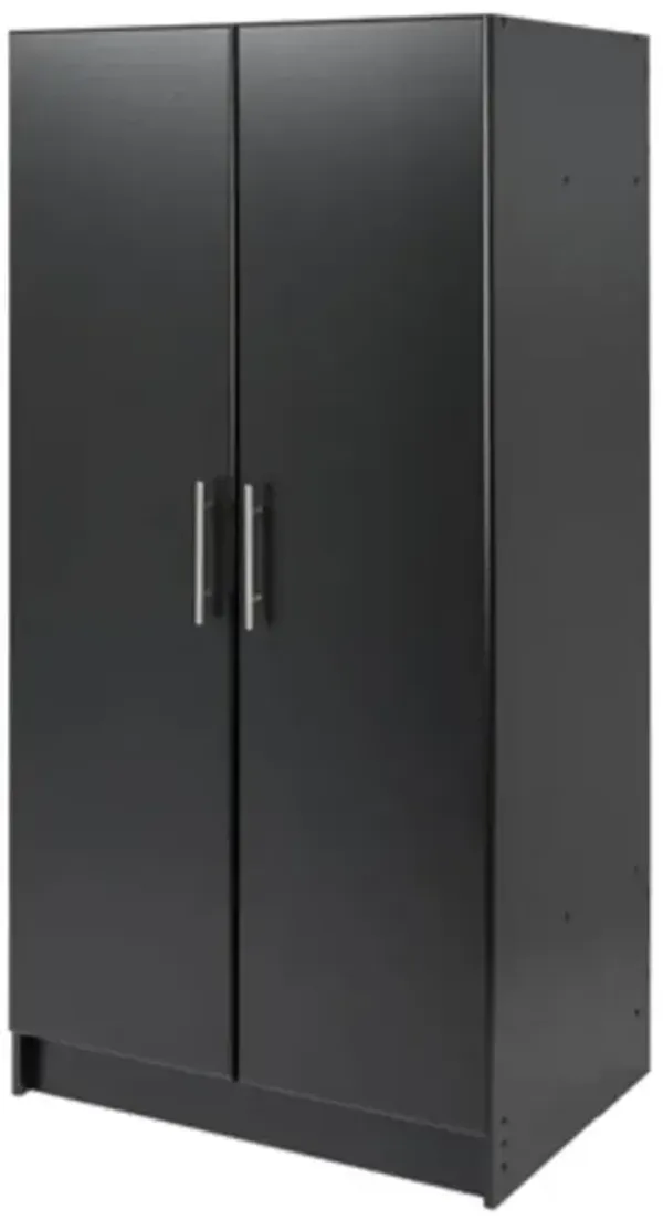 Wood Grain Wardrobe Closet – Bedroom Storage Armoire with Hanging Rail and Doors