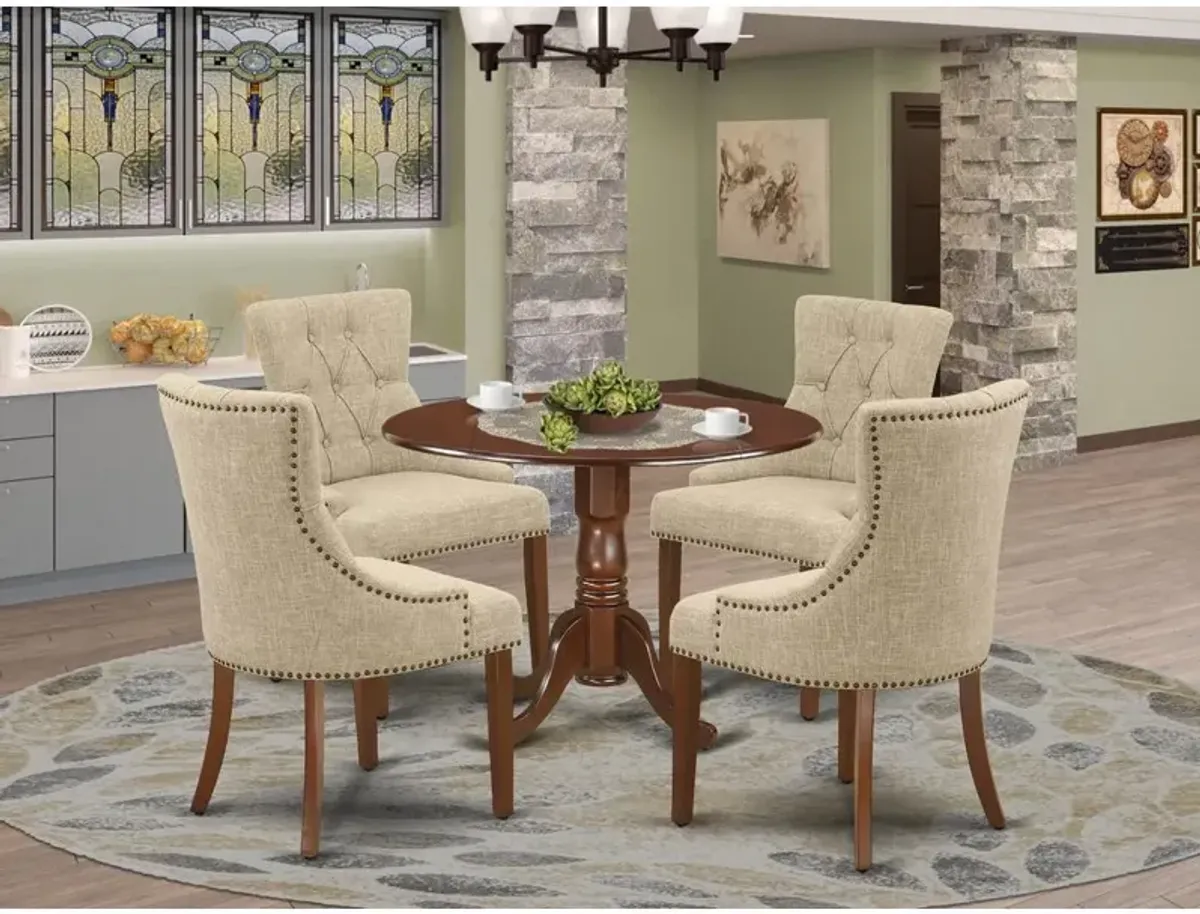 East West Furniture Dining Room Set Mahogany, DLFR5-MAH-05