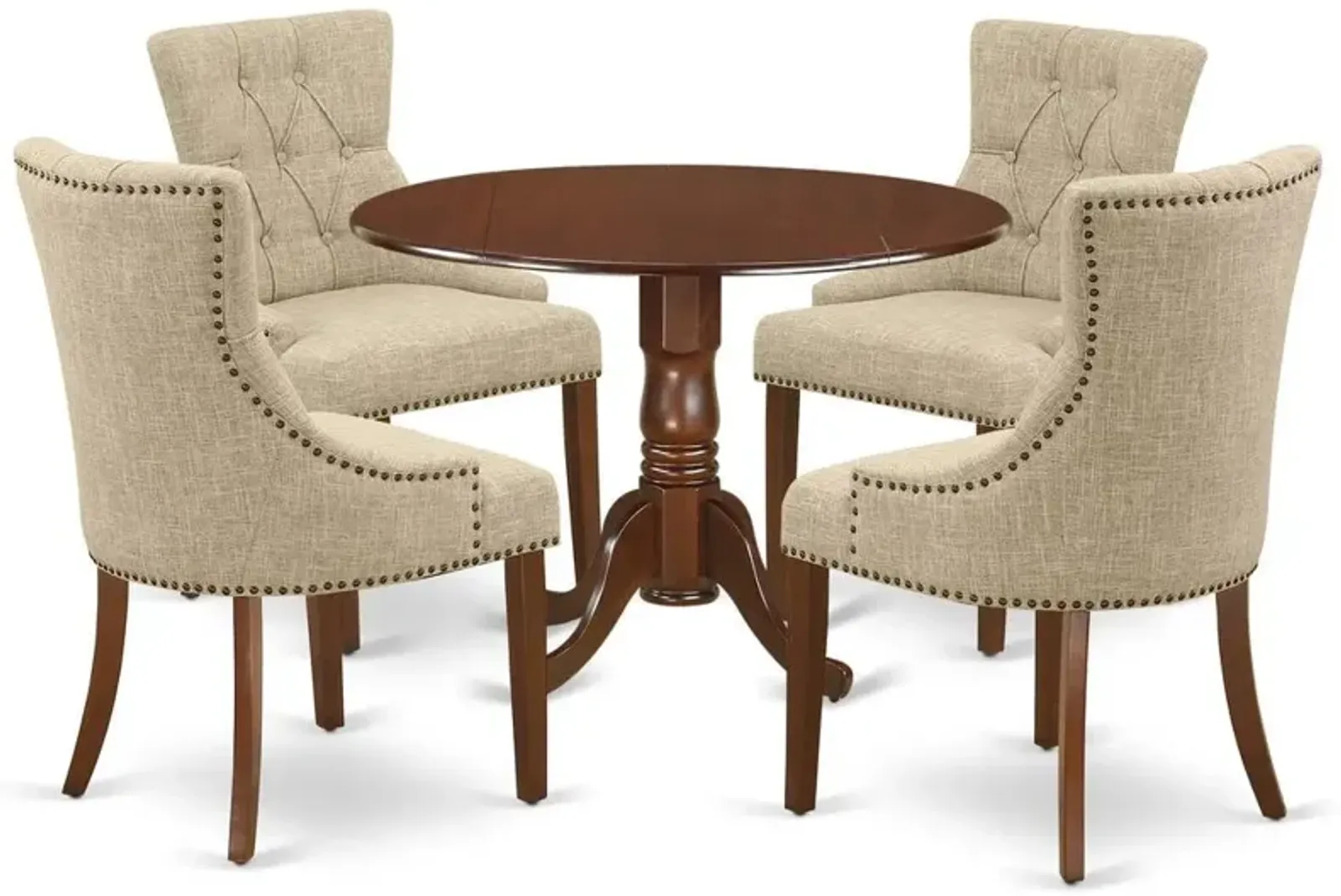 East West Furniture Dining Room Set Mahogany, DLFR5-MAH-05