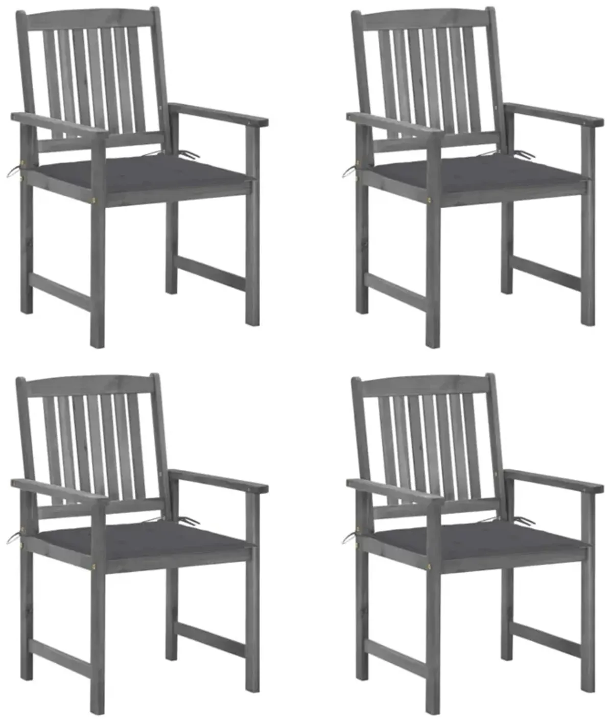 vidaXL Director's Chairs with Cushions 4 pcs Gray Solid Acacia Wood