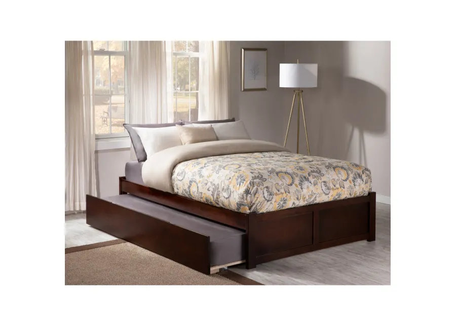 Concord Queen Bed with Footboard and Twin Extra Long Trundle in Walnut