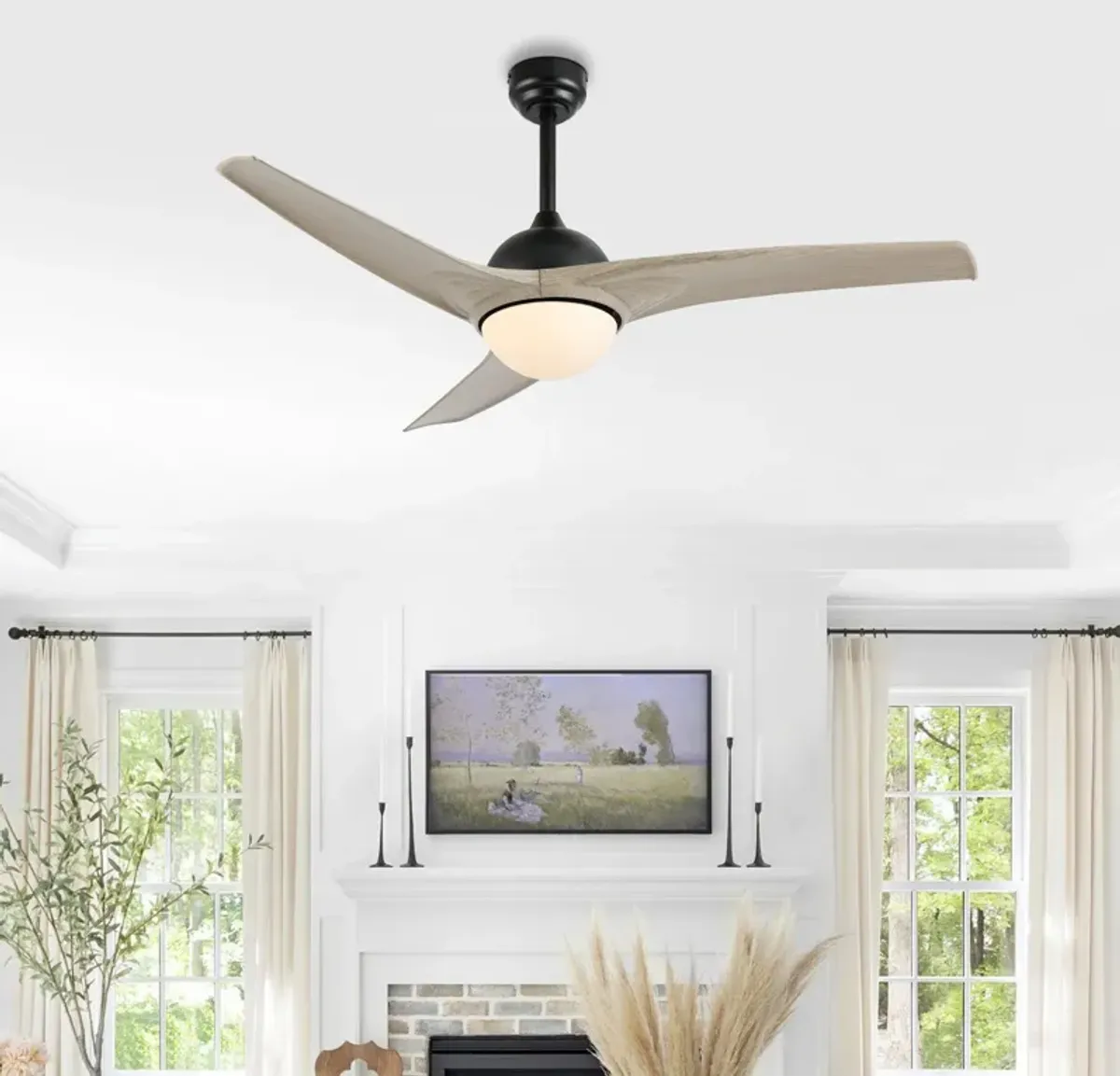 Sully Contemporary Industrial Iron/Plastic Integrated LED Ceiling Fan