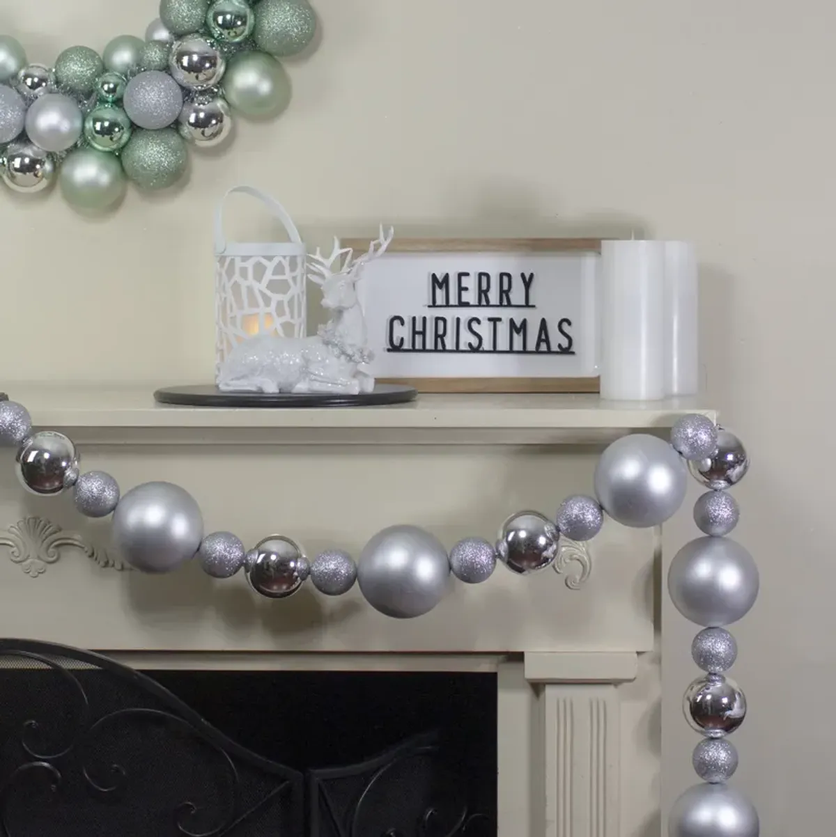 6' Shatterproof Ball 3-Finish Silver Splendor Christmas Garland