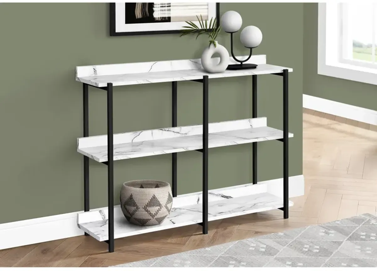 Monarch Specialties I 2221 Accent Table, Console, Entryway, Narrow, Sofa, Living Room, Bedroom, Metal, Laminate, White, Black, Contemporary, Modern