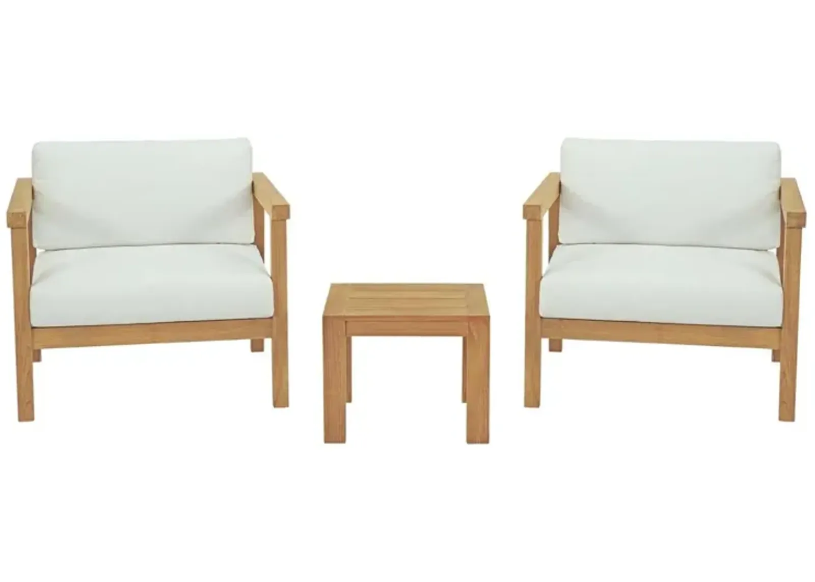 Bayport 3 Piece Outdoor Patio Teak Set - Natural White