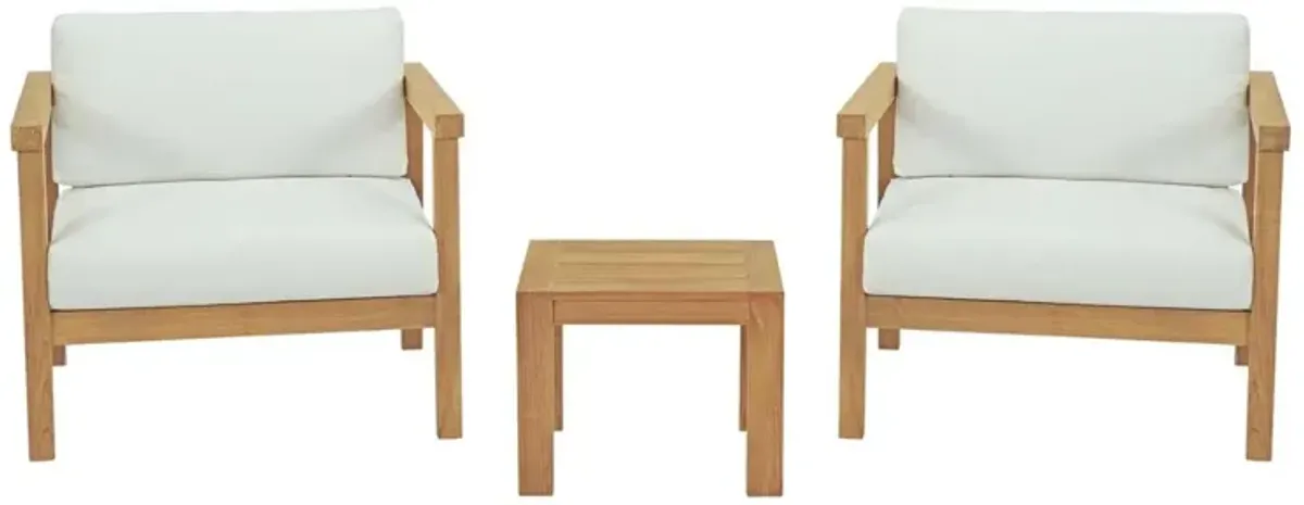 Bayport 3 Piece Outdoor Patio Teak Set - Natural White